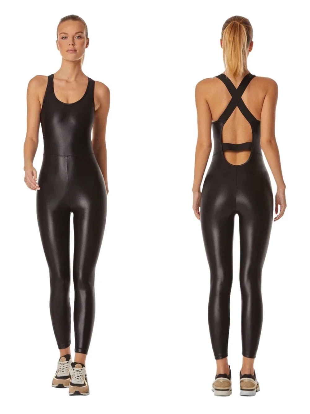 New Noli Liquid Vixen Jumpsuit in Black Gloss Size Small $128